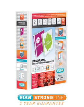 Elba Panorama Presentation Ring Binder 50Mm Capacity 70Mm Spine A4+ 2 D-Ring Whi 400007674