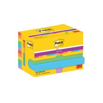 Post-it Super Sticky Z-Notes 47.6x47.6mm 90 Sheets Playful Pack of 12 622-12SS-P 3M06571