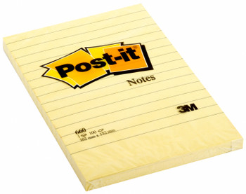 Post-It Notes Large format Ruled 102X152mm 100 Sheets Yellow Pack 6 660 7100172753