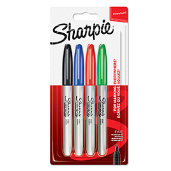 Sharpie 1985858 Assorted Colour Permanent Marker 0.9mm Fine Tip Pack of 4 1985858