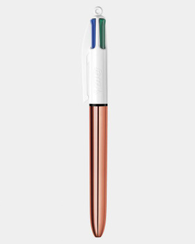 Bic 4 Colours Rose Gold Ballpoint Pen 1Mm Tip 0.32Mm Line Rose Gold Barrel Black 504894