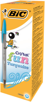 Bic Cristal Fun Turquiose 1.6Mm Ballpoint Pen Pack 20 929074 929074