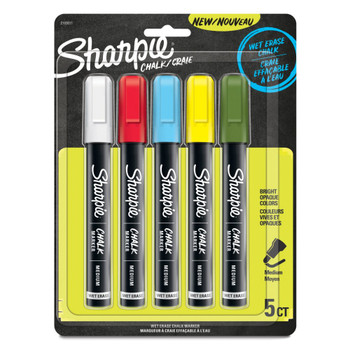 Sharpie Chalk Markers Wet Erase Chalk Pens Assorted Colours Pack 5 2157733 2157733