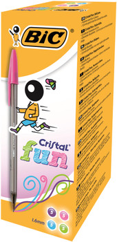 Bic Cristal Fun Ballpoint Pen 1.6Mm Tip 0.42Mm Line Lime Green/Pink/Purple/Turqu 895793