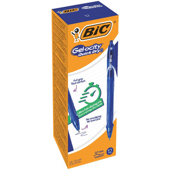 Bic Gel-Ocity Quick Dry Gel Retractable Rollerball Pen 0.7Mm Tip 0.3Mm Line Blue 950442