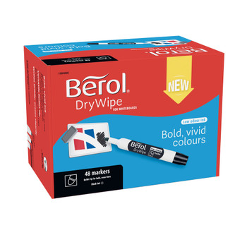 Berol Drywipe Marker Bullet Tip Black Pack of 48 1984868 BR84868