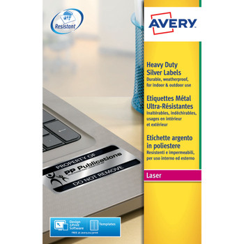 Avery Laser Label H/Duty 189 Per Sheet Silver Pack of 3780 L6008-20 AV13606