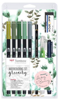 Tombow Greenery Themed Watercolouring Set With 10 Items WCS-GR