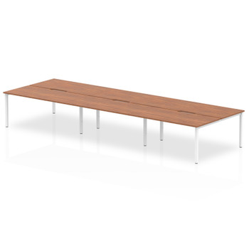 Evolve Plus 1600Mm Back To Back 6 Person Desk Walnut Top White Frame BE267 BE267