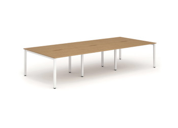Evolve Plus 1200Mm Back To Back 6 Person Desk Oak Top White Frame BE280 BE280