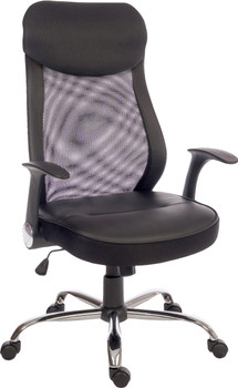 Curve Mesh Back Executive Office Chair With Soft Leather Look Seat Black - 6912 6912