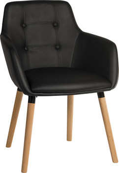 Contemporary 4 Legged Upholstered Reception Chair Black Pack 2 - 6929PU-BLACK - 6929PU-BLACK