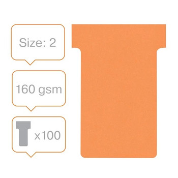 Nobo T-Cards Size 2 Pack of 100 Orange 2002009 2002009