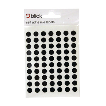Blick Coloured Labels in Bags Round 8mm Dia 490 Per Bag Black Pack of 9800 RS00175