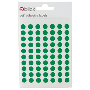 Blick Coloured Labels in Bags Round 8mm Dia 490 Per Bag Green Pack of 9800 RS00265