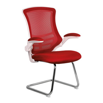 Nautilus Designs Luna Designer High Back Mesh Red Cantilever Visitor Chair With BCM/L1302V/WHRD