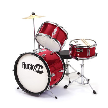 PDT RockJam 3-Piece Junior Drum Set with Drum Throne & Drumsticks RJ103-MR
