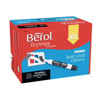 Berol Drywipe Marker Chisel Tip Black Pack of 48 1984887 BR84887