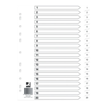 Q Connect Index 1-20 Polypropylene White Pack of 10 KF01356Q KF01356Q