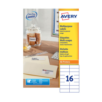 Avery Ultragrip Labels 105x37mm 16 Per Sheet Wht Pack of 1600 DPS16-100 AVDPS16W
