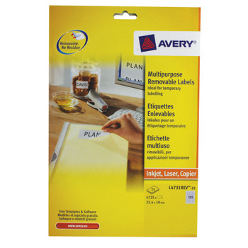 Avery Laser Mini Labels 189 per sheet White Pack of 4725 L4731REV-25 AV10642