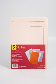 Guildhall Slipfile Manilla A4 Open 2 Sides 230Gsm Assorted Colours Pack 50 4600Z