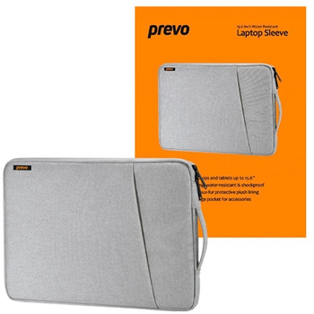 Prevo 15.6 " Laptop Sleeve Side Pocket Cushioned Lining Light Grey LB007 15.6 LIGHTGREY