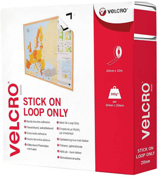 Velcro Sticky Loop Strip 20Mmx10m White 7181