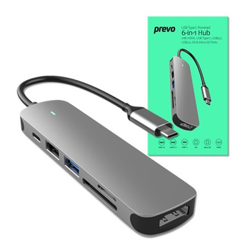 Prevo C605A Usb Type-C 6-In-1 Hub With Hdmi C605A