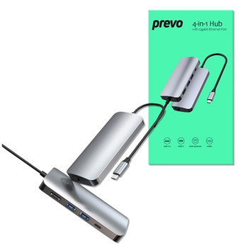 Prevo 501R Usb Type-C 4-In-1 Hub With Gigabit Ethernet Port 501R