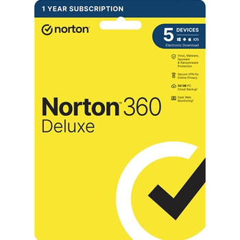 Norton 360 Deluxe 2022 Antivirus Software for 5 Devices 1-Year Subscription 21432964