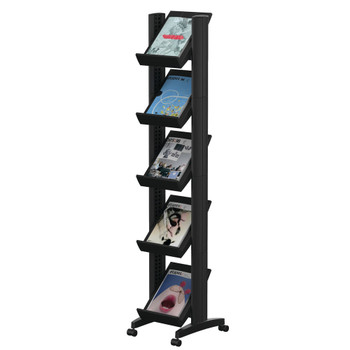 Fast Paper 5 Shelf Mobile Literature Display Narrow Black F259N01 MF88063