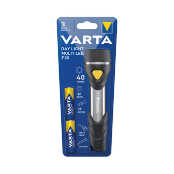 Varta Day Light Multi LED F20 Torch with 9 LEDS 62 Hours Run Time Black/Grey 166 VR98752