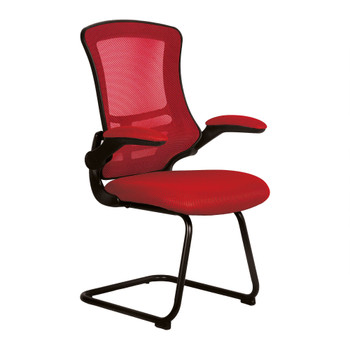 Nautilus Designs Luna Designer High Back Mesh Red Cantilever Visitor Chair With BCM/L1302V/RD