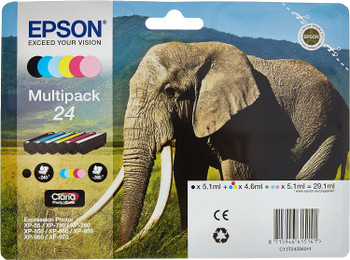 Epson 24 Elephant Black Cyan Light Cyan Light Magenta Magenta Yellow Standard Ca C13T24284011