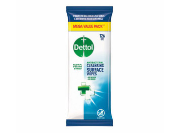 Dettol Antibacterial Biodegradable Cleansing Surface Wipes Pack 126 - 3189500 3244832