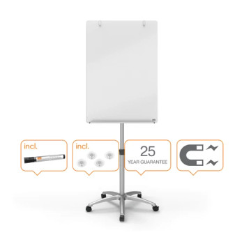 Nobo 1903949 Diamond Glass Mobile Magnetic Flipchart Easel 1903949