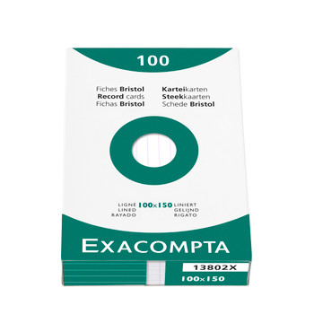 Exacompta Record Cards Ruled 150X100mm White Pack 100 13802X 13802X