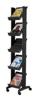 Fast Paper Easy Corner Mobile Literature Display 5 Shelves Black F259N01