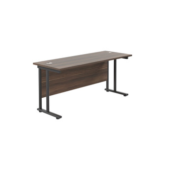 Jemini Rectangular Double Upright Cantilever Desk 1600x600mm Dark Walnut/Black K KF819837