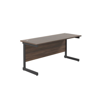 Jemini Rectangular Single Upright Cantilever Desk 1600x600x730mm Dark Walnut/Bla KF810810