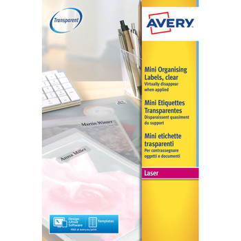 Avery Laser Mini Labels 48 Per Sheet Clear Pack of 1200 L7553-25 AV17780