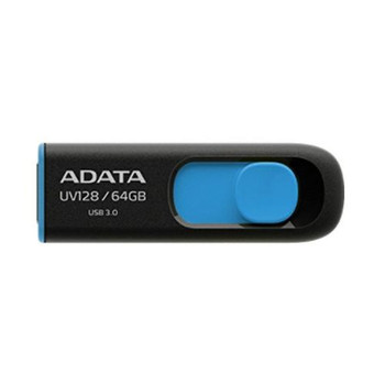 Adata 64Gb Usb 3.0 Memory Pen Retractable Capless Black & Blue AUV128-64G-RBE