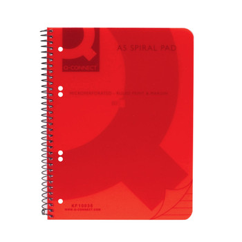 Q-Connect Spiral Bound Polypropylene Notebook 160 Pages A5 Red Pack of 5 KF KF10035