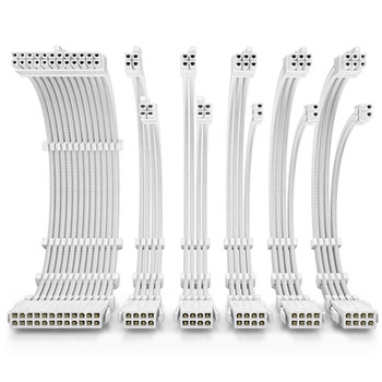 Antec White Psu Extension Cable Kit - 6 Pack 1X 24 Pin 2X 4+4 Pin 3X 6+2 Pin 0-761345-77697-4