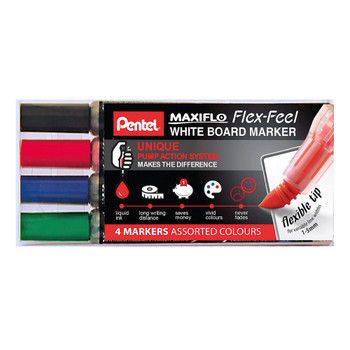 Pentel Maxiflo Whiteboard Marker Pack of 4 YMWL5SBF/4-M PE10193