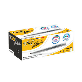 Bic Velleda 1741 Drywipe Marker Black Pack of 12 1199174109 BC41098