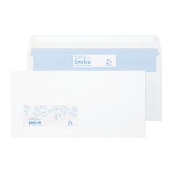 Evolve DL Envelope Recycled Window Wallet Self Seal 90gsm White Pack of 100 BLK93001