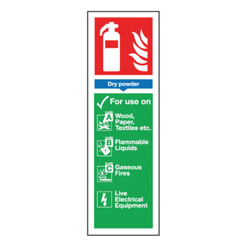 Safety Sign Fire Extinguisher Dry Powder 280x90mm Self-Adhesive F201/S SR71134