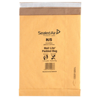 Mail Lite Padded Postal Bag Size H/5 264x374mm Gold Pack of 50 100943511 MQ29708